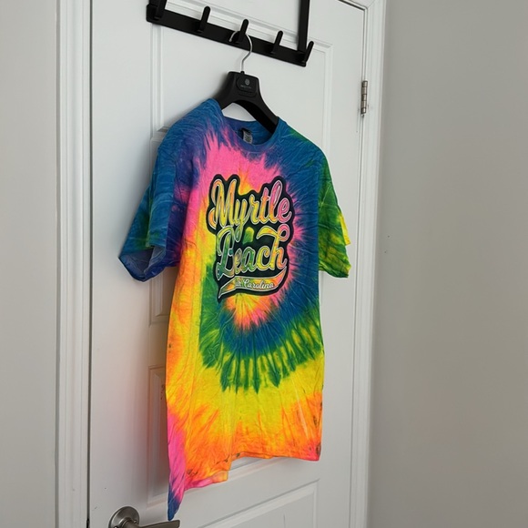MYRTLE BEACH SOUTH CAROLINA GILDAN Multicolored Tie Dye Logo T Shirt in Large - Picture 6 of 7